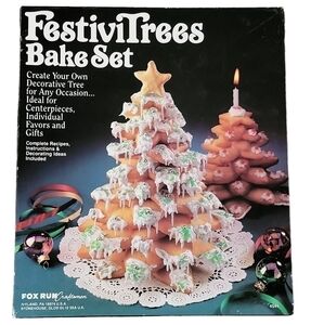 Vintage FestiviTrees Bake Set Christmas tree cookie making holiday set